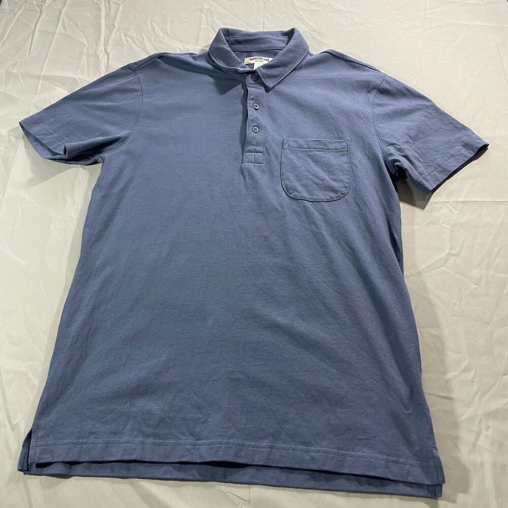 Good Threads Soft Cotton Polo Shirt Short Sleeve Collared Blue Golf Men's Size M